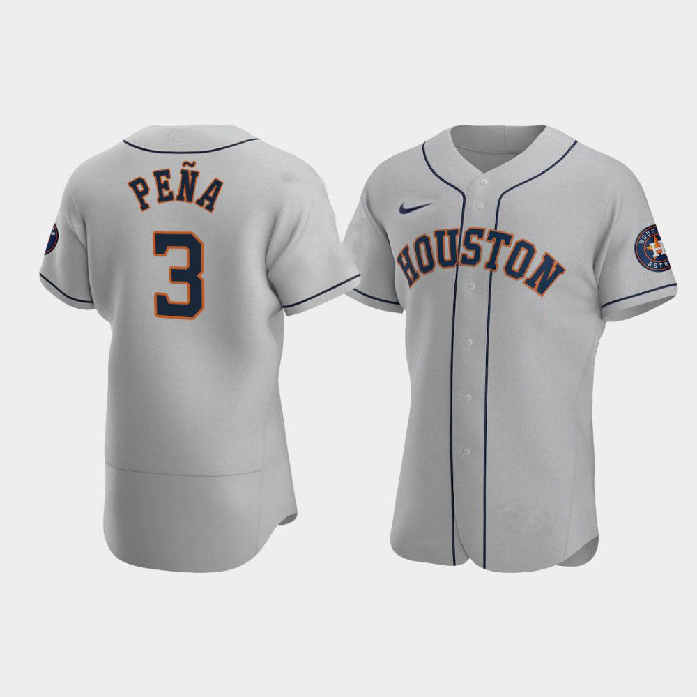Men's Gray Houston Astros #3 Jeremy Peña Flex Base Stitched Jersey